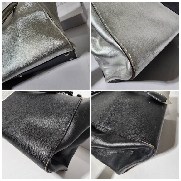 Authentic FENDI Vitello Elite Bi Color 3Jours Tote Argento Black/Silver - Picture 12 of 16